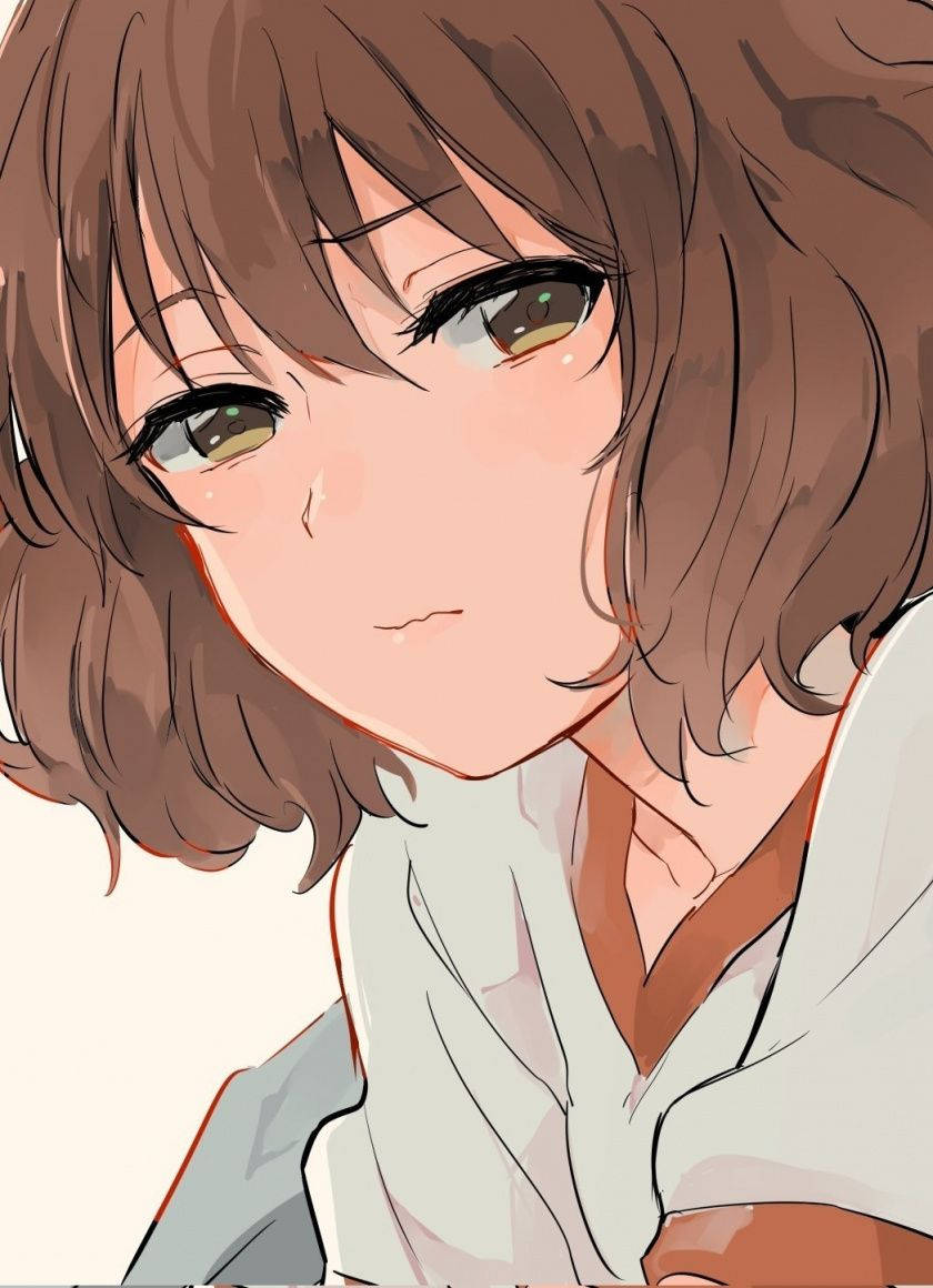 Aesthetic Anime Girl Brown Hair Background