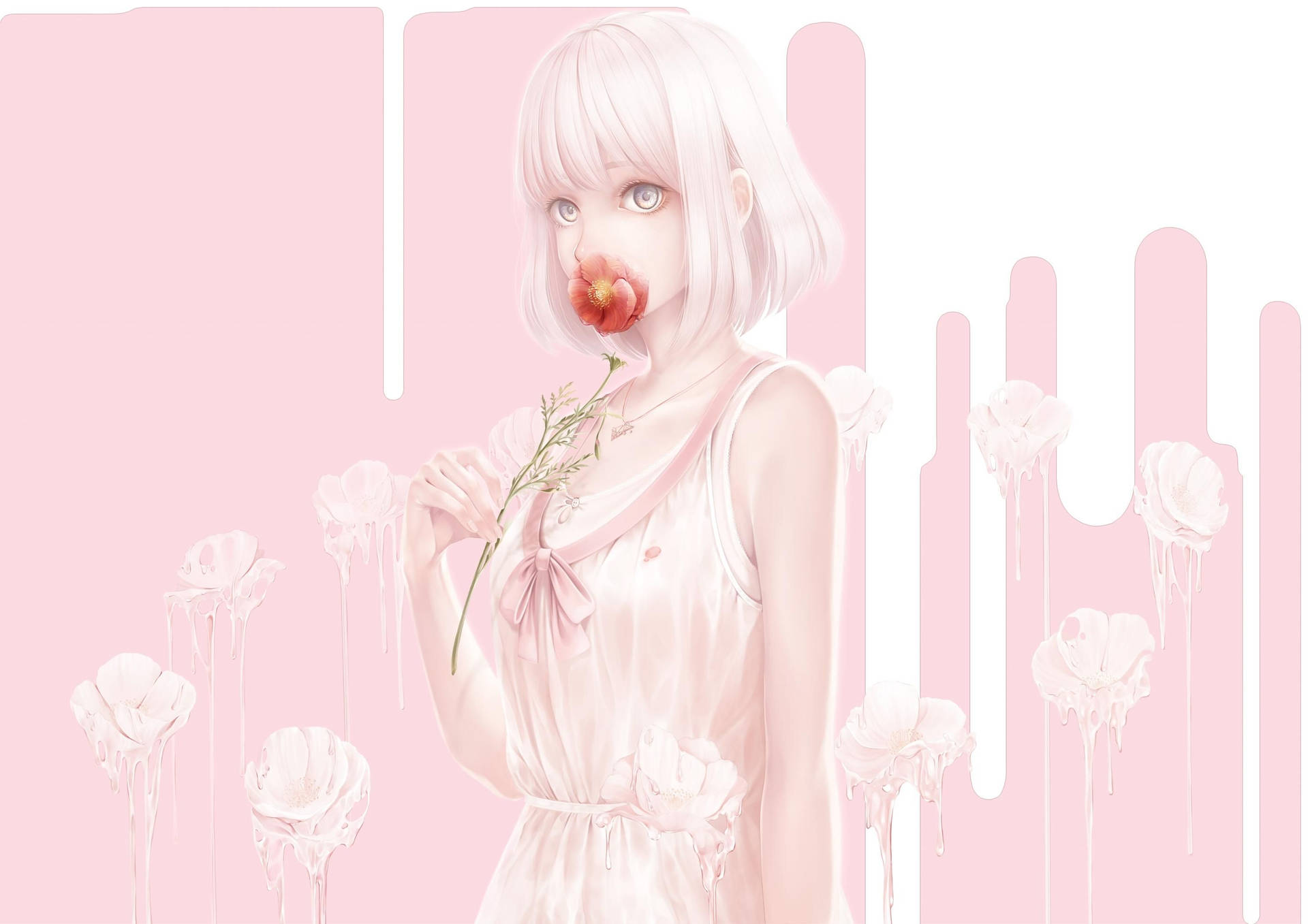 Aesthetic Anime Girl In Pastel Background