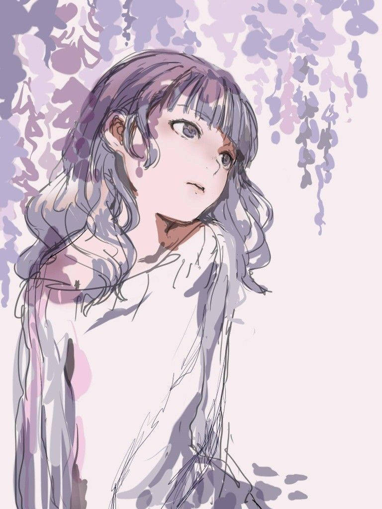 Aesthetic Anime Girl Painting Background