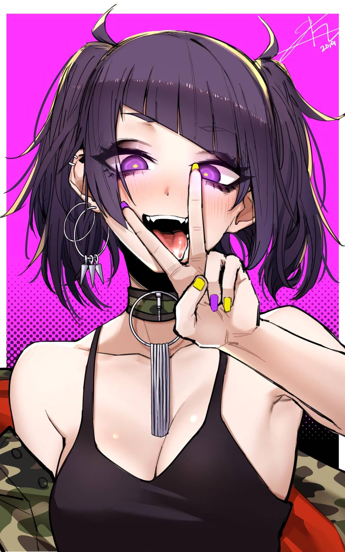 Aesthetic Anime Girl Purple Eyes Background
