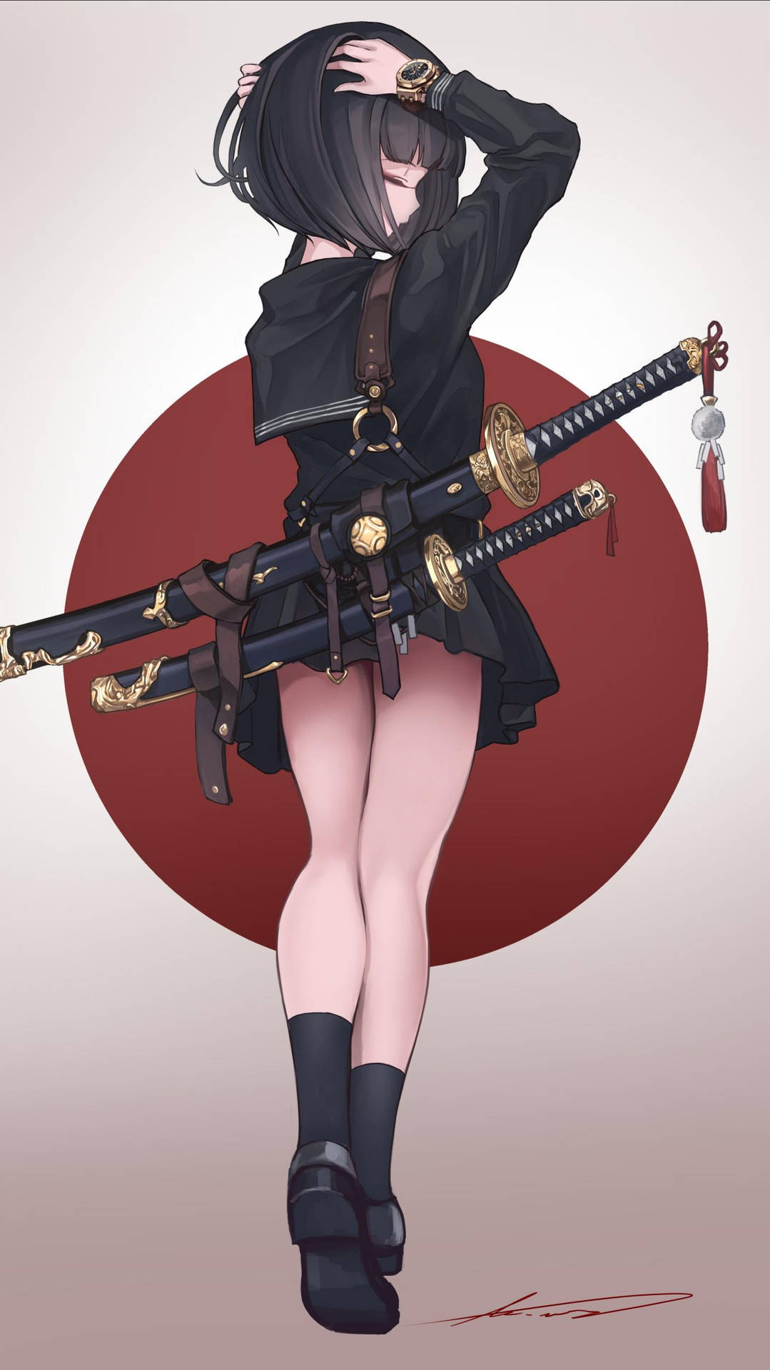 Aesthetic Anime Girl Samurai Background