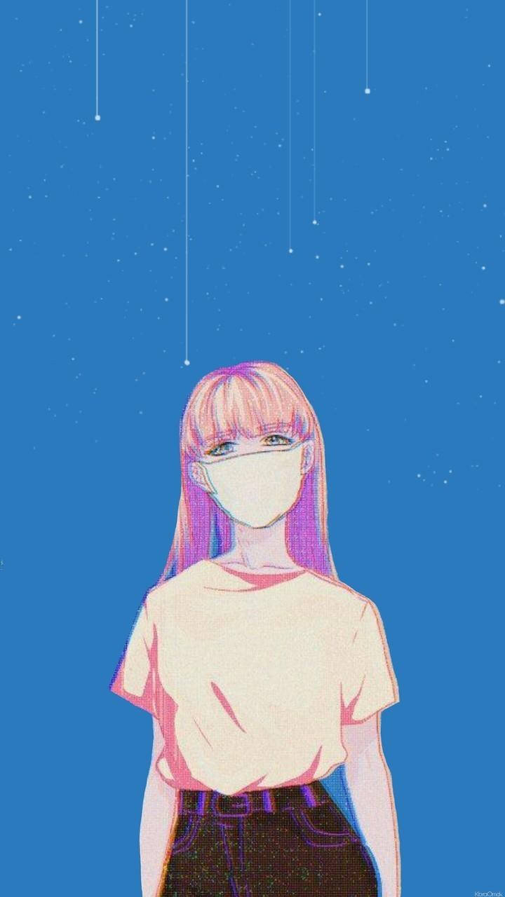 Aesthetic Anime Girl With Facemask Background