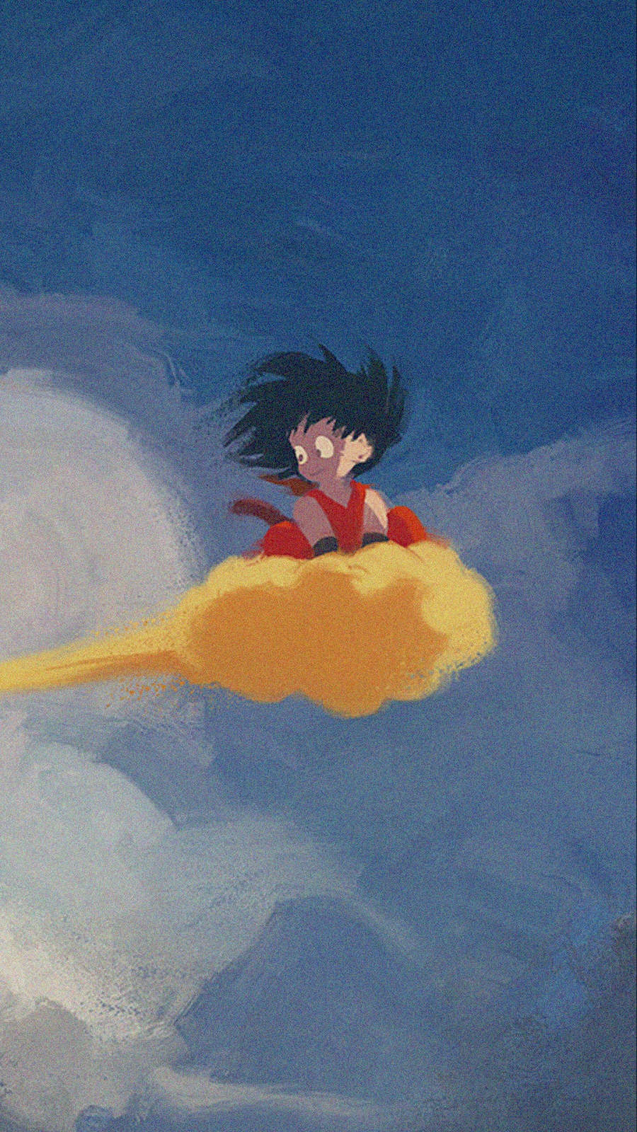 Aesthetic Anime Goku On Flying Nimbus Phone Background