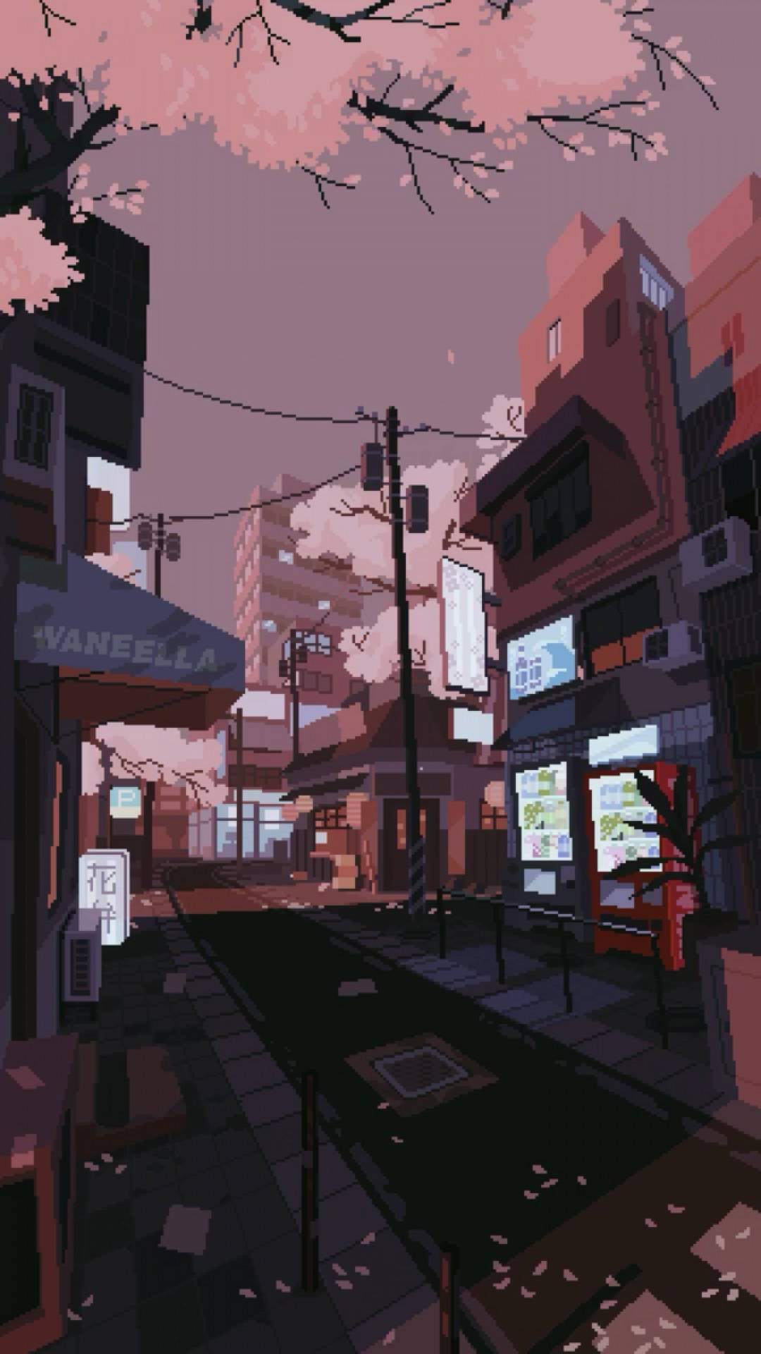 Aesthetic Anime Pixel Street Phone Background
