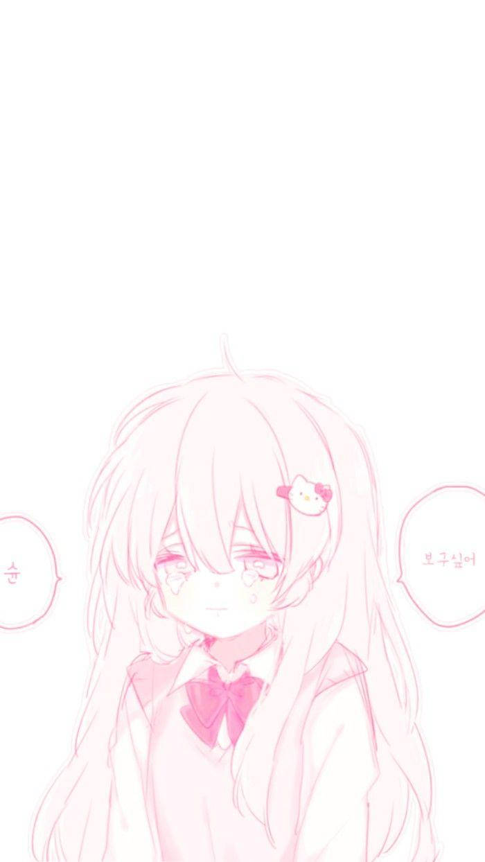 Aesthetic Anime Sad Girl Drawing Background