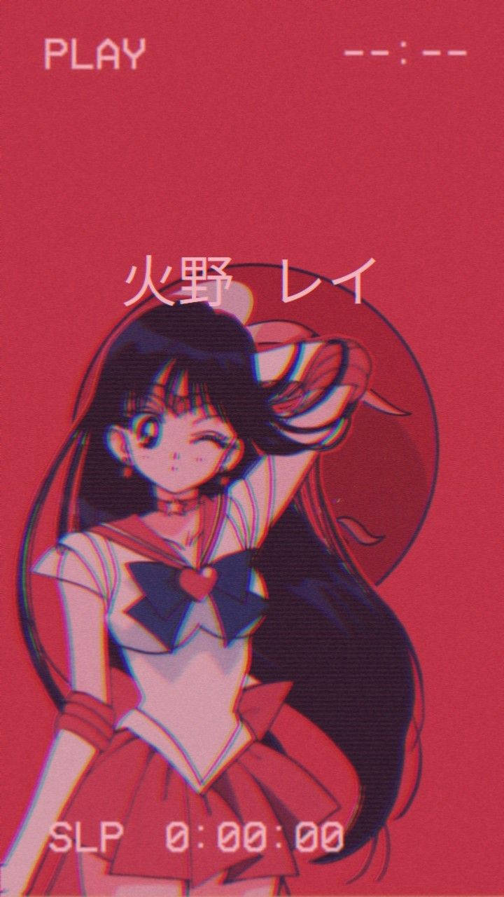 Aesthetic Anime Sailor Mars Vhs Phone Background
