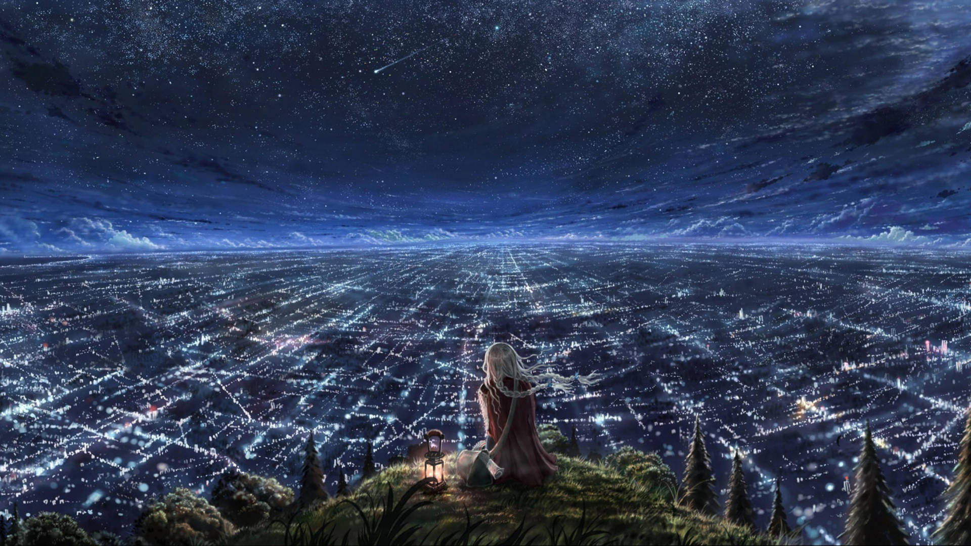 Aesthetic Anime Scenery Observation Point Background