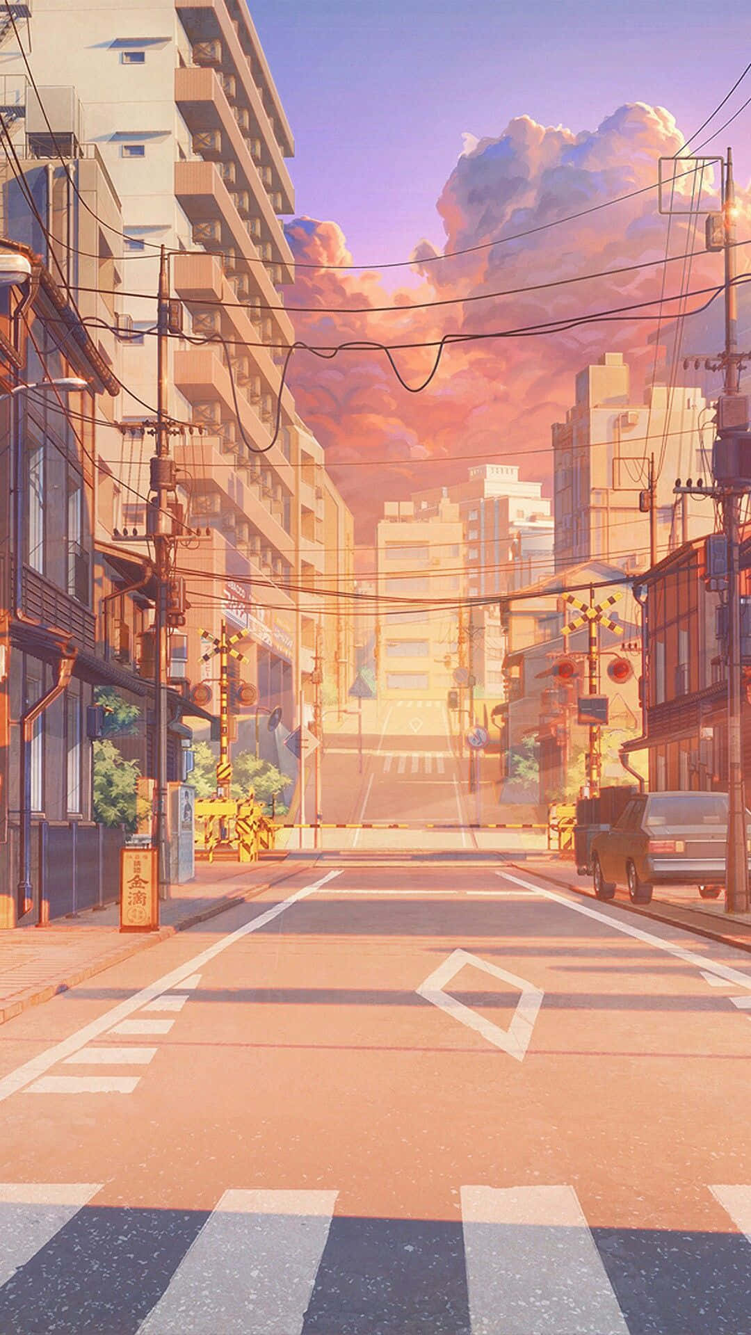 Aesthetic Anime Sunset Sky City