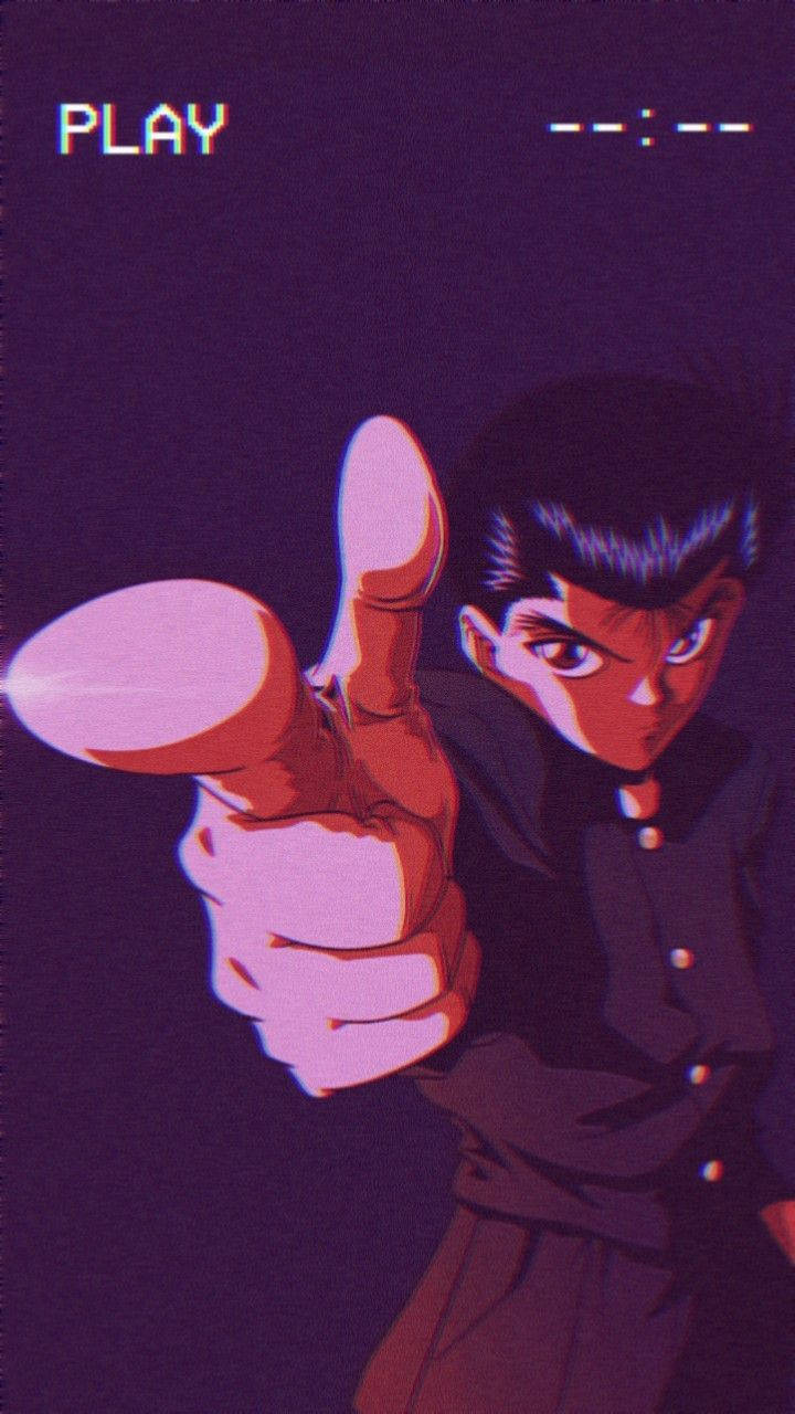 Aesthetic Anime Yusuke Urameshi Pointing Phone Background
