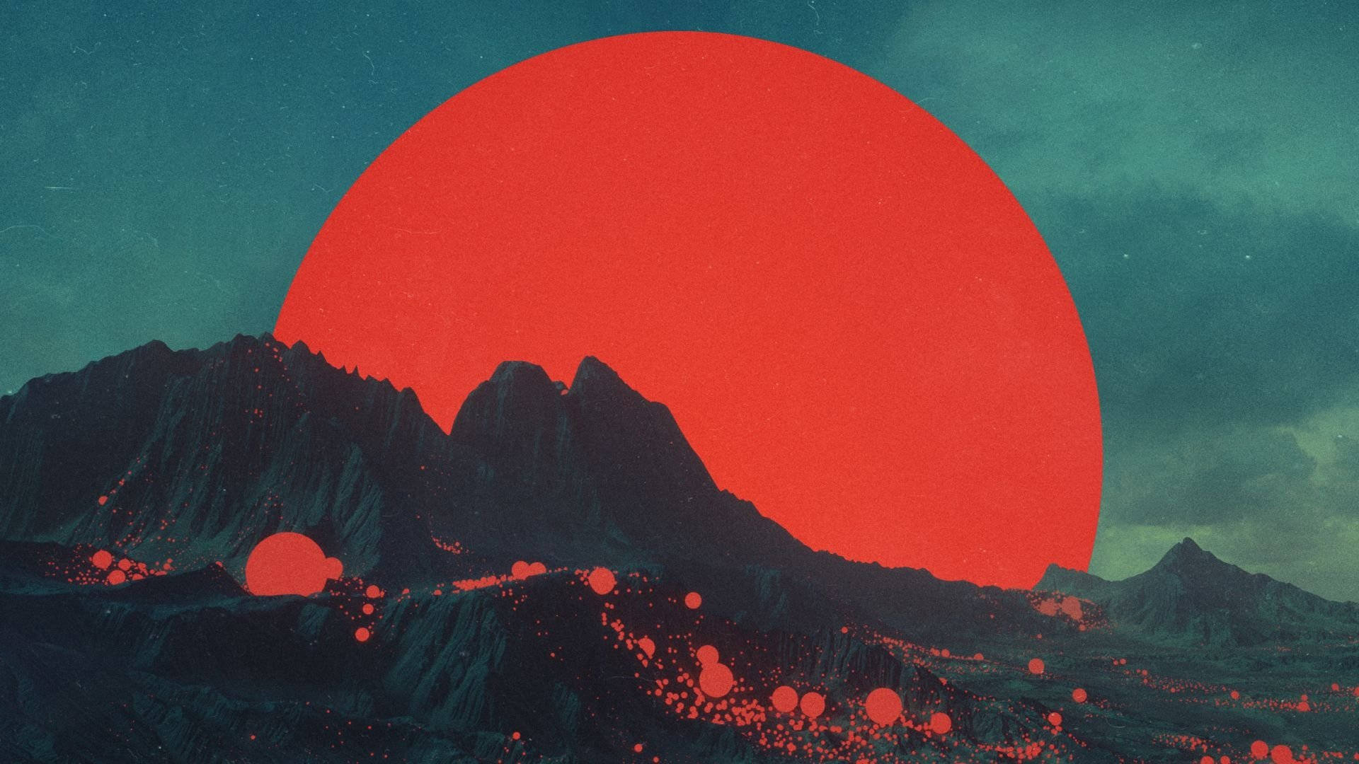 Aesthetic Art Red Moon Background