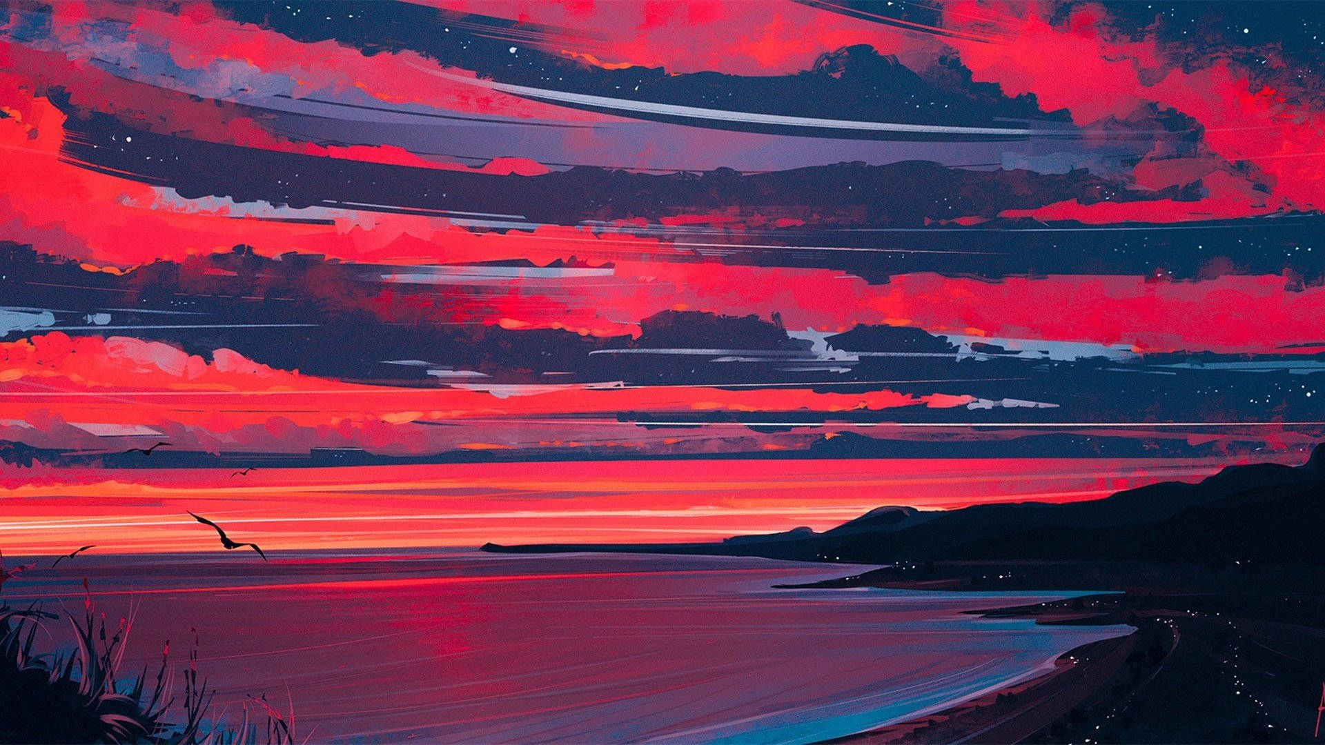 Aesthetic Art Sea View Background