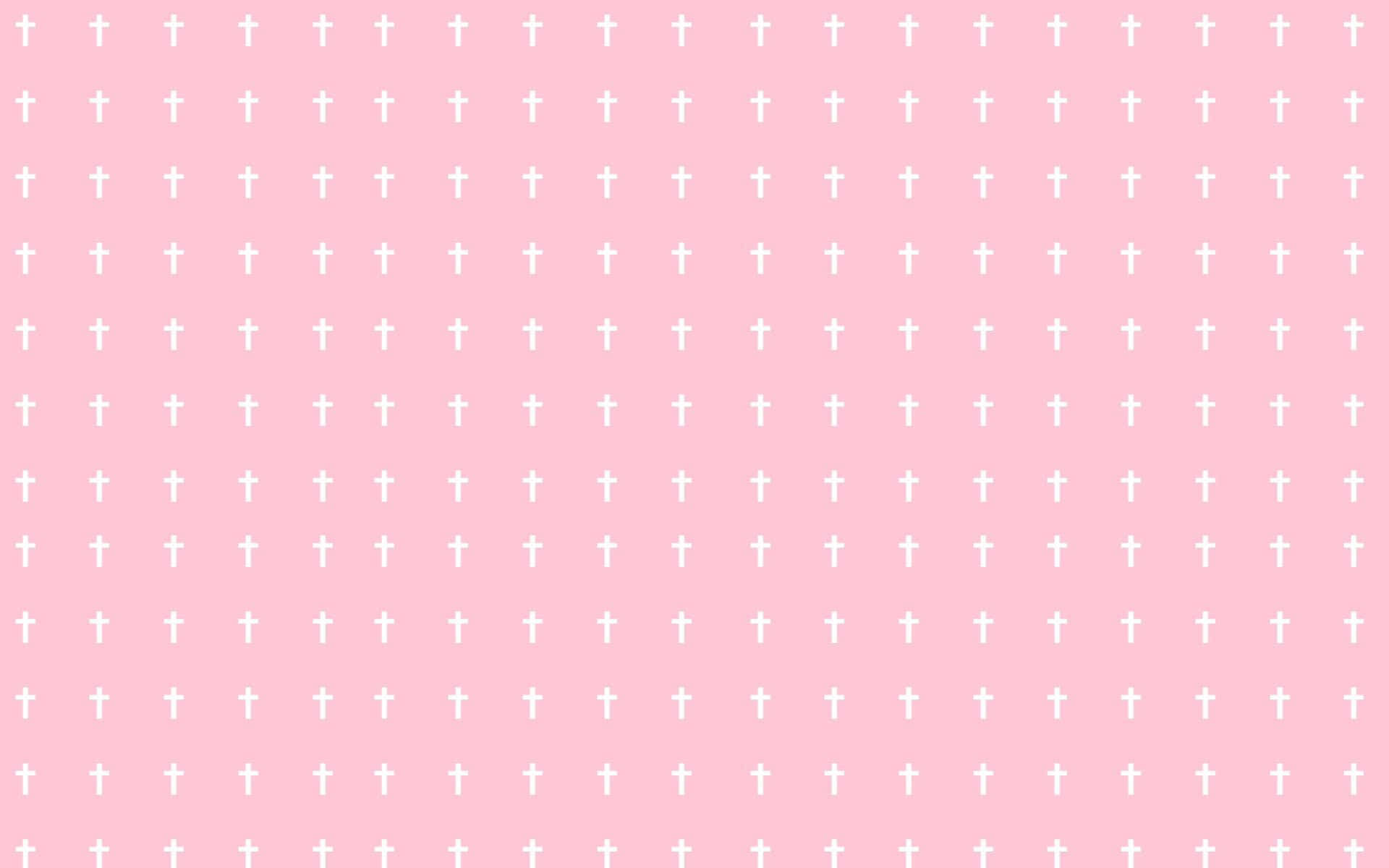 Aesthetic Baby Pink And White Cross Background