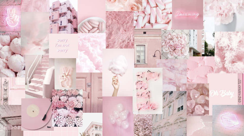 Aesthetic Baby Pink With Many Pictures Background