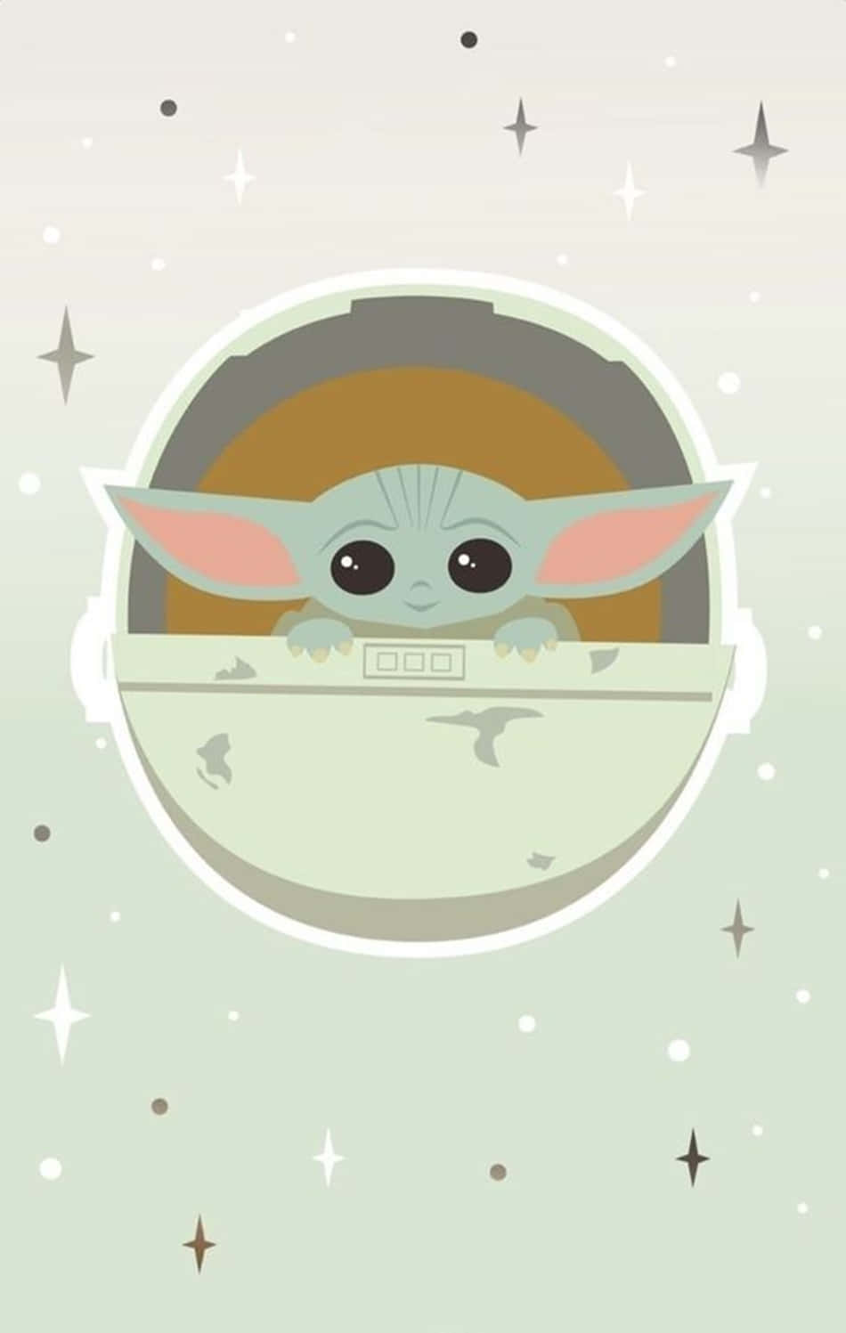 Aesthetic Baby Yoda Cartoon Background