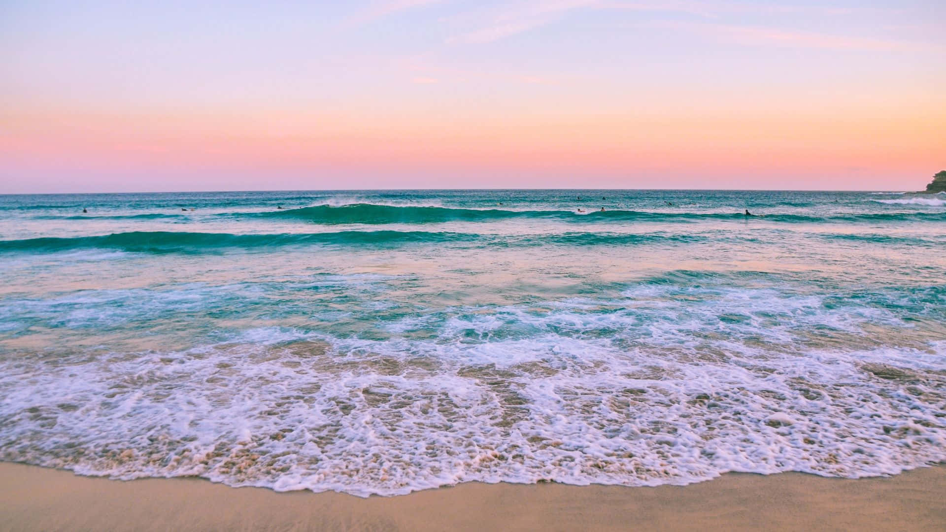 Aesthetic Beach Scene Waves Sunset