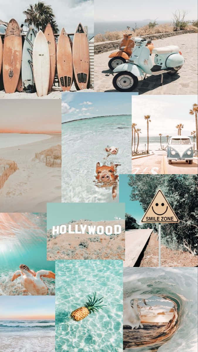 Aesthetic Beach Surfboard Background