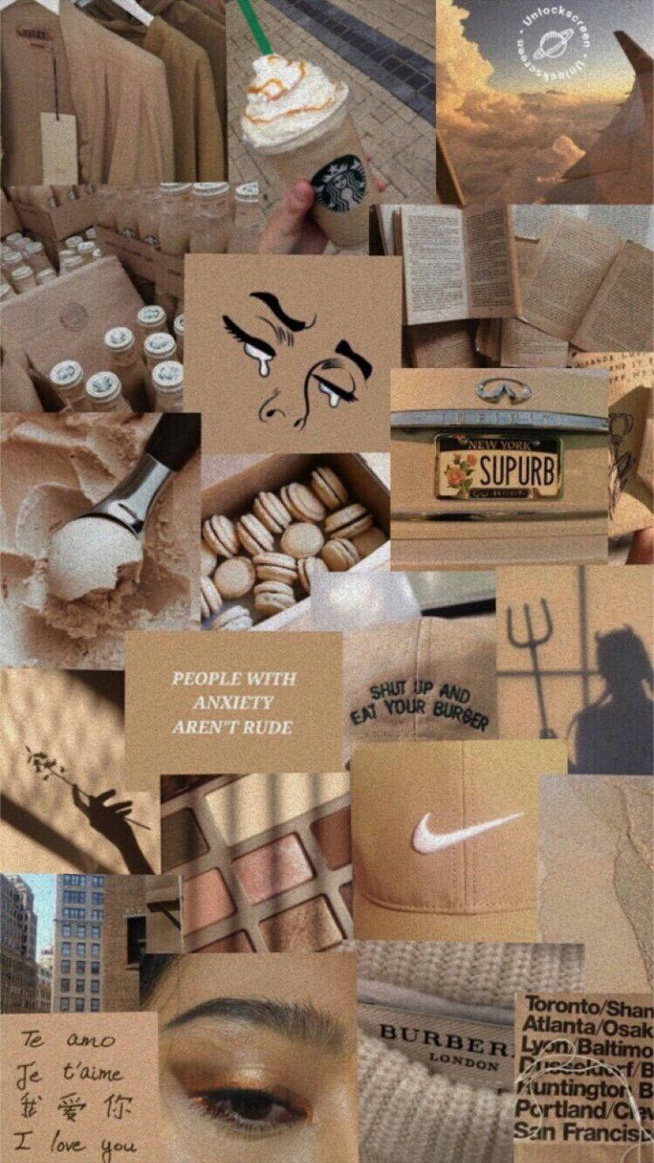 Aesthetic Beige Collage About Anxiety