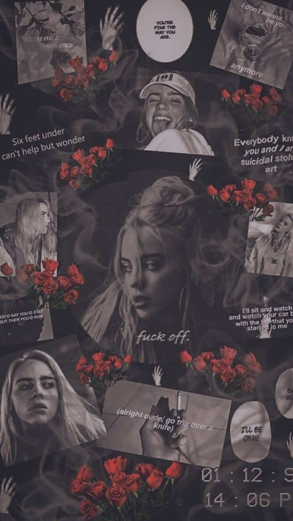Aesthetic Billie Eilish Black And White With Roses