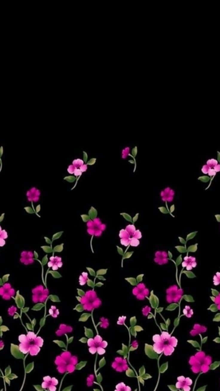 Aesthetic Black And Pink Flower Background