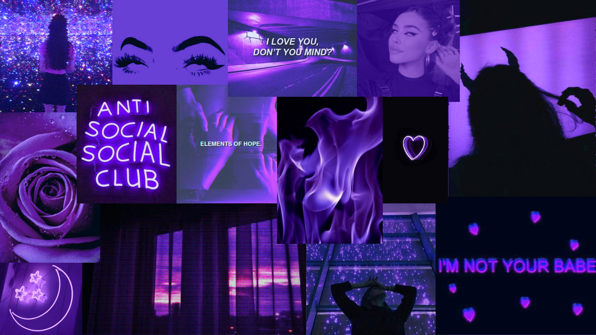Aesthetic Black And Purple Rose Collage