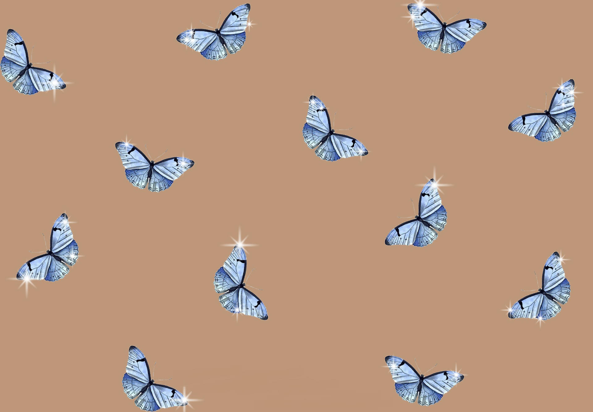 Aesthetic Blue Butterflies Laptop Background