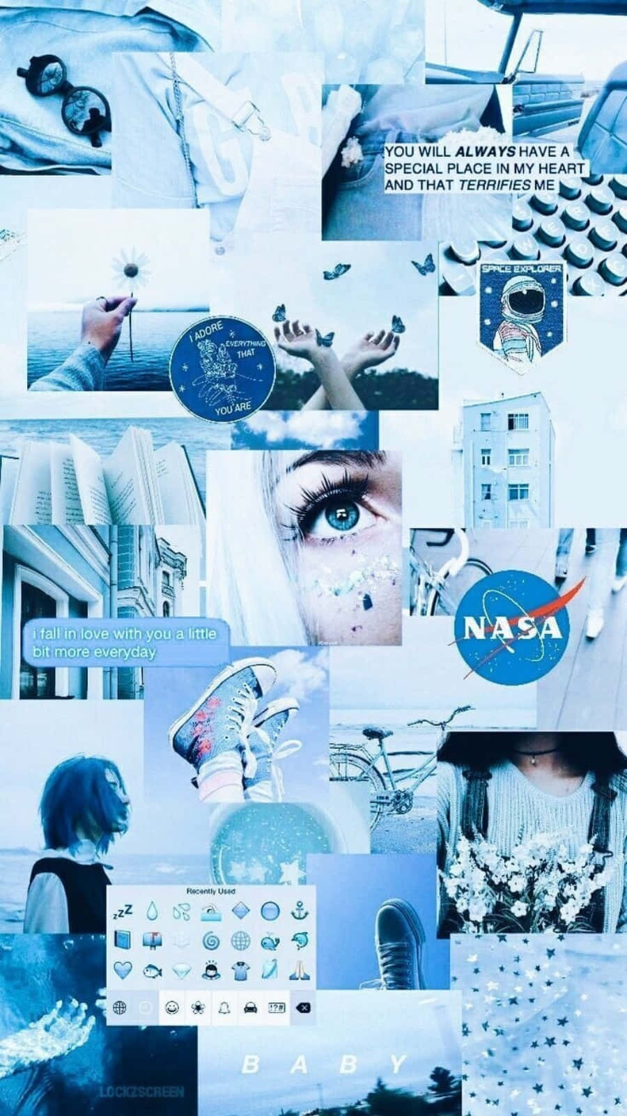 Aesthetic Blue Collage Nasa Logo Background