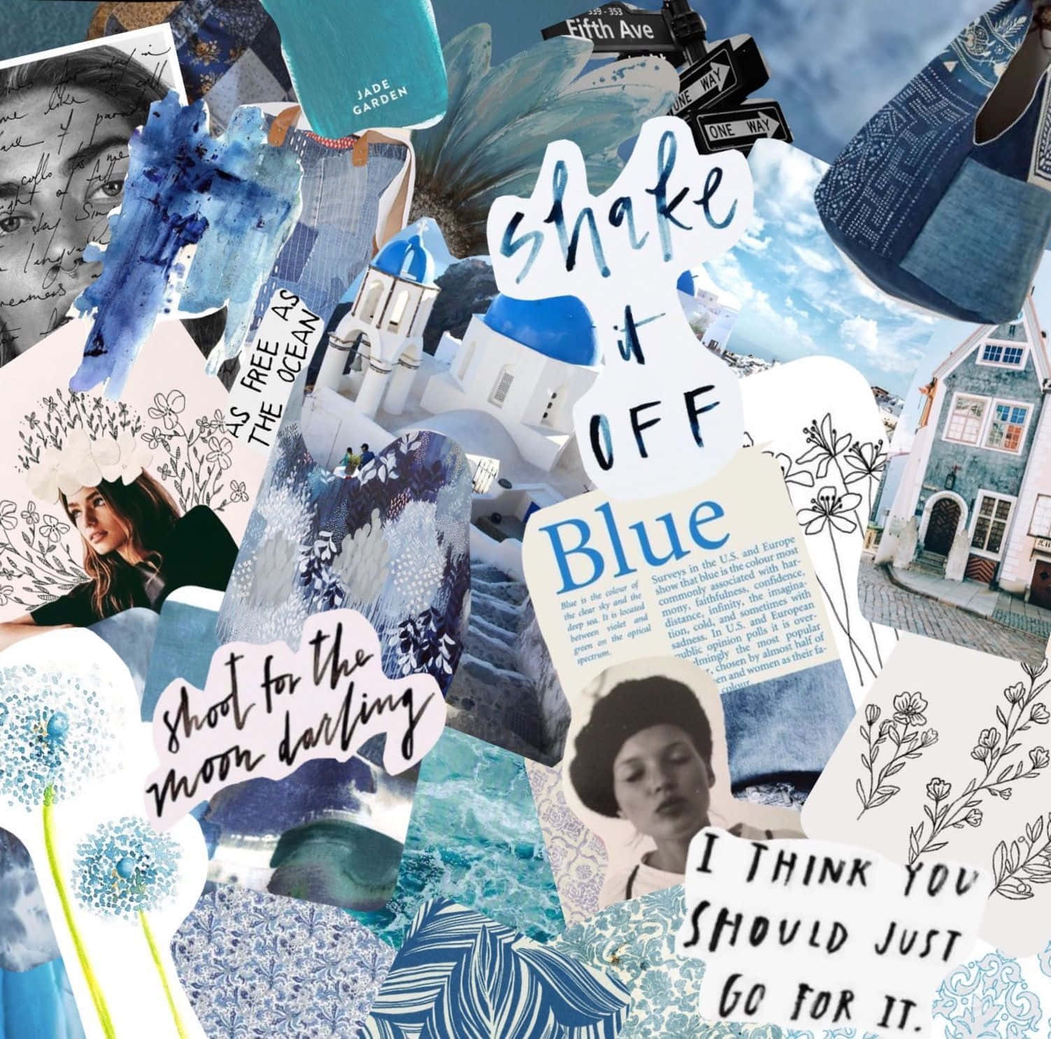 Aesthetic Blue Collage Newspaper And Magazine Clippings Background