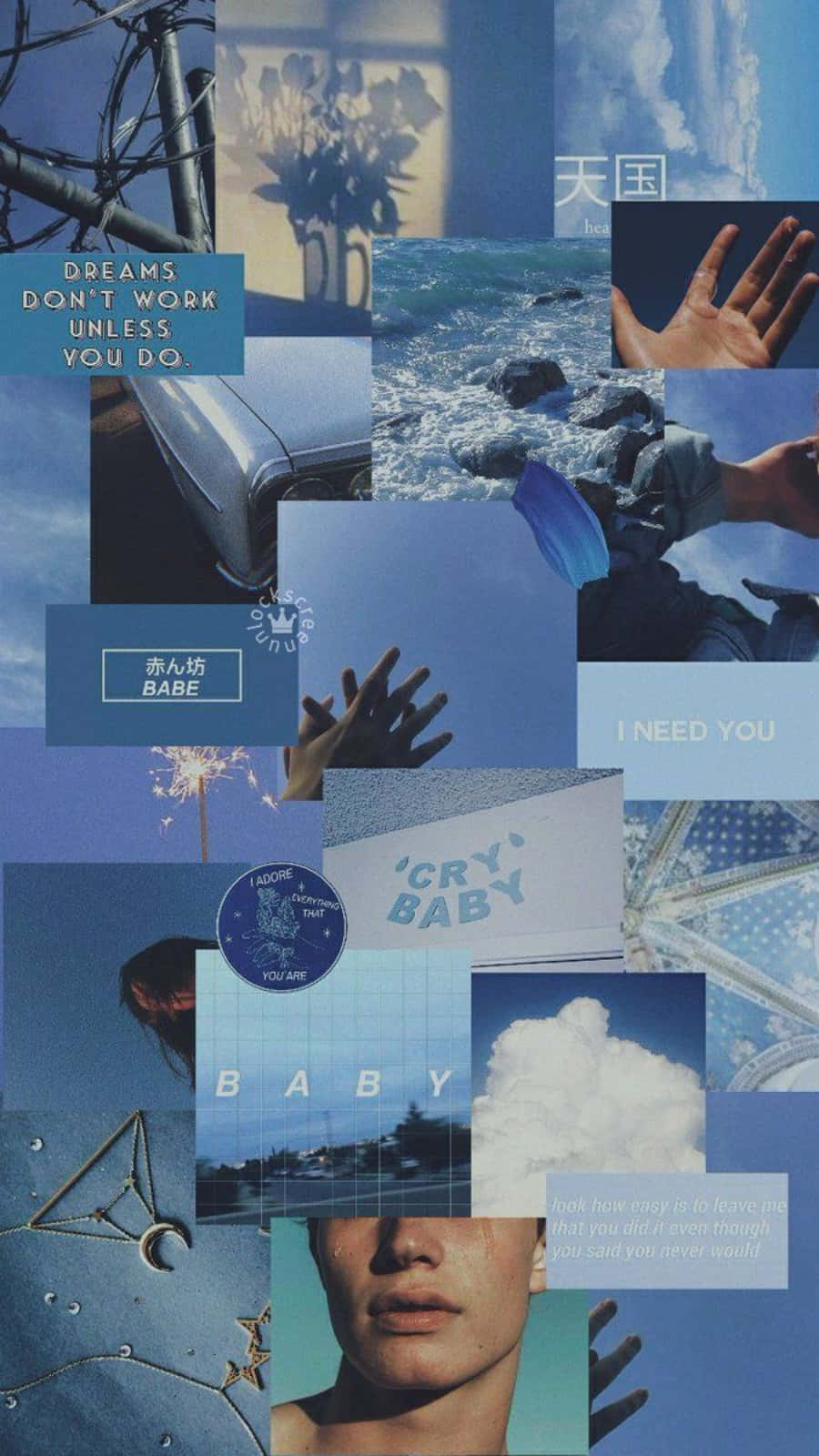 Aesthetic Blue Collage Of Sky Background