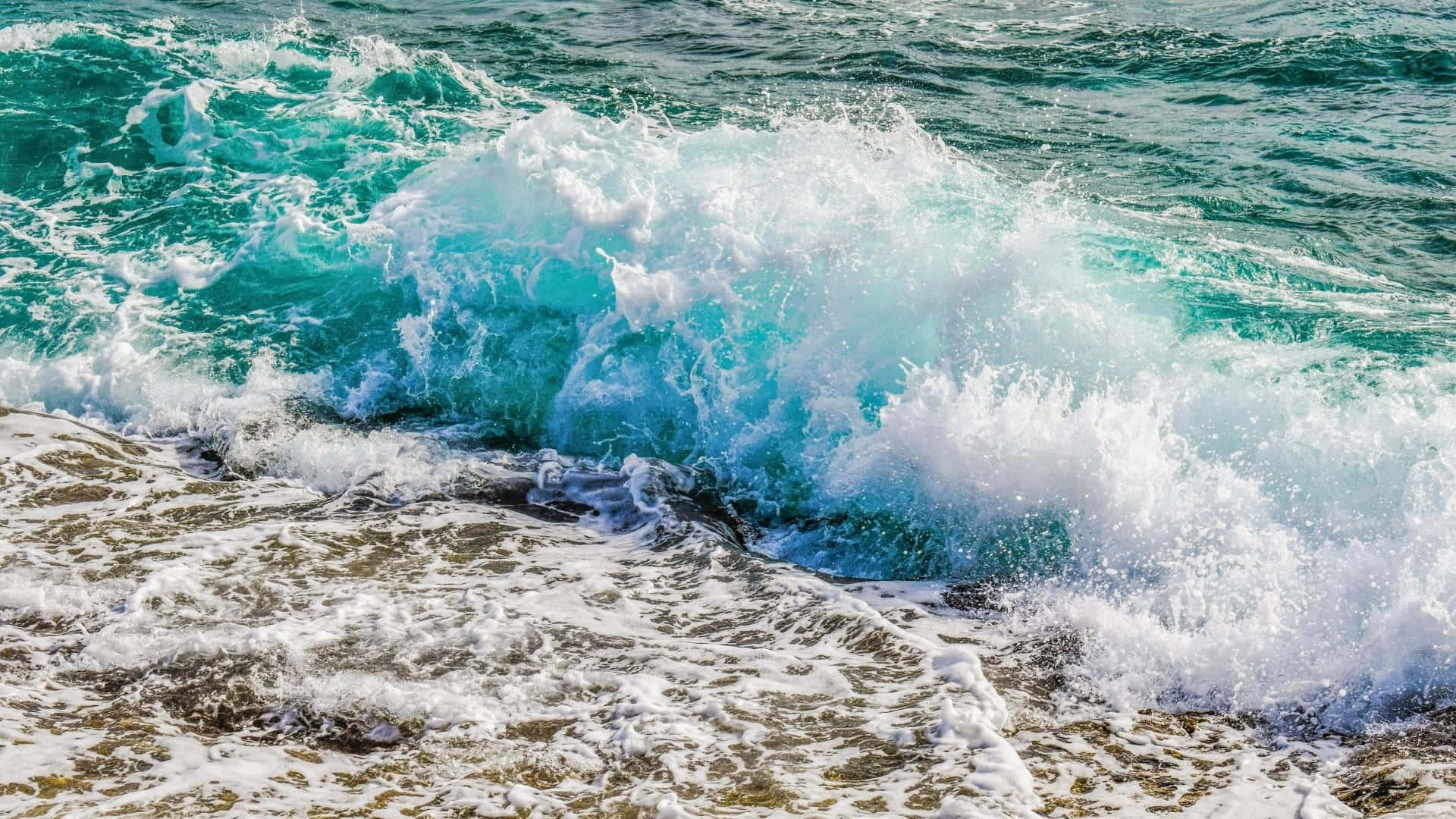 Aesthetic Blue Green Waves Background