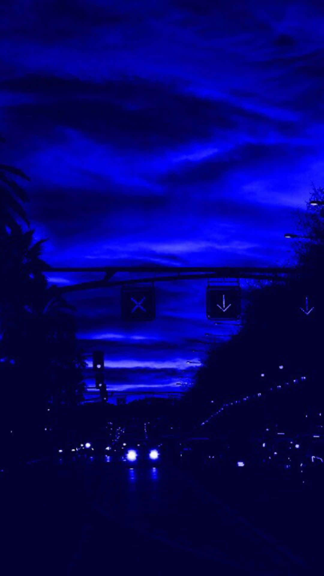 Aesthetic Blue Grunge Night City Sky Photography Background