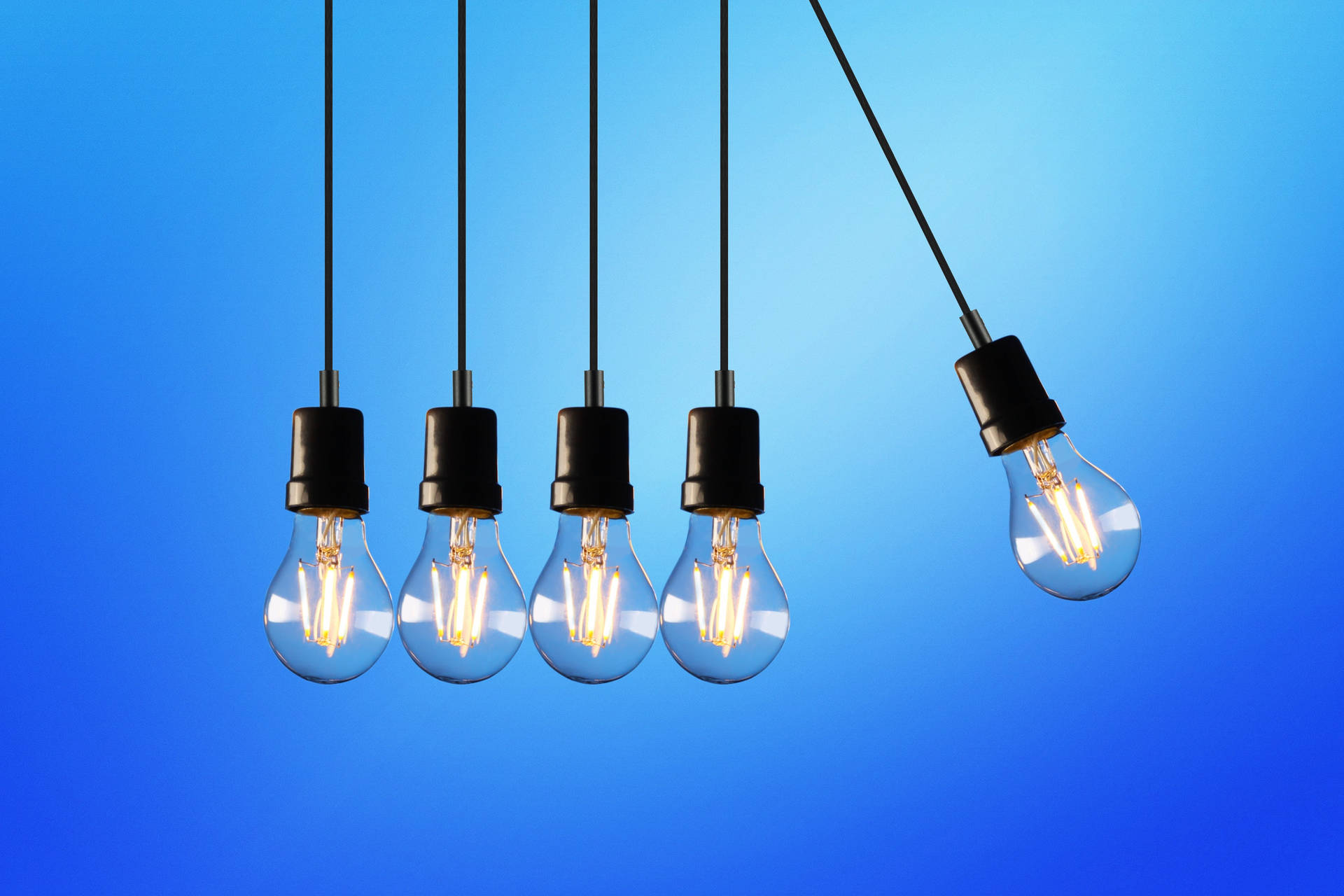 Aesthetic Blue Hanging Light Bulbs