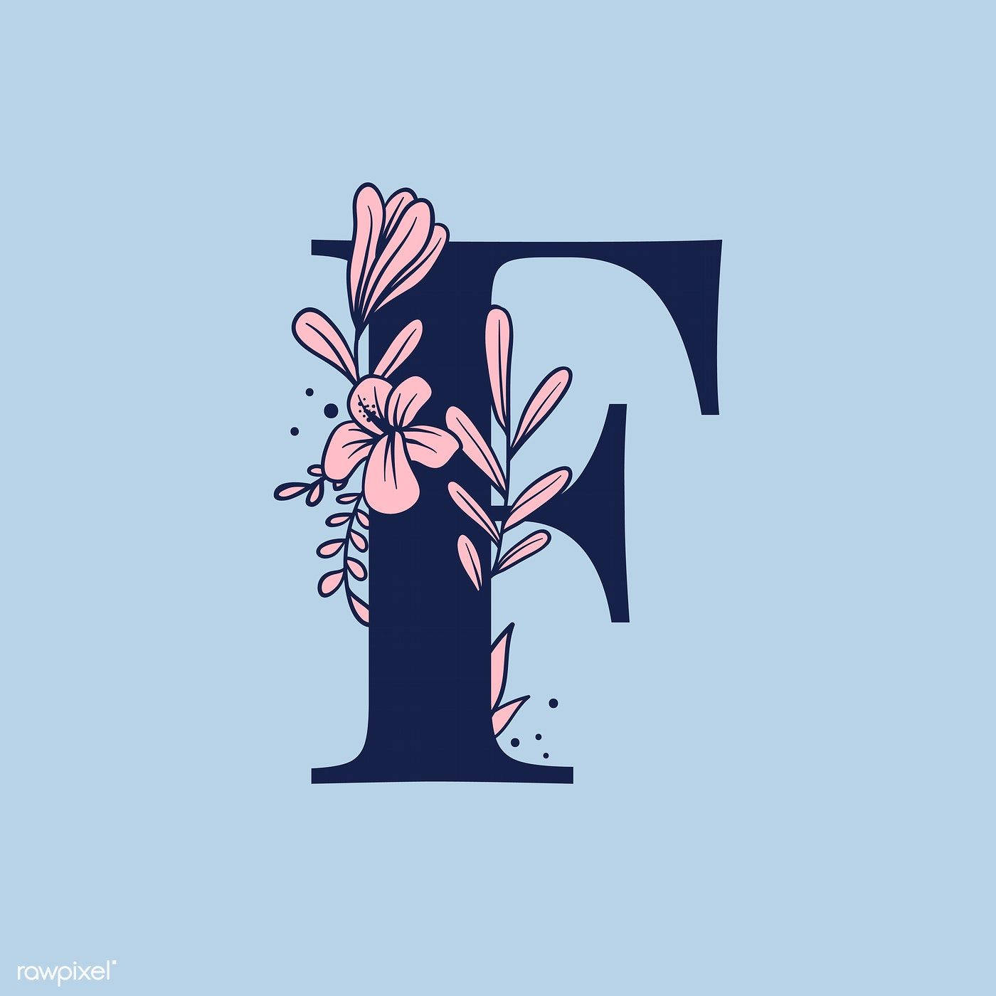 Aesthetic Blue Letter F Background