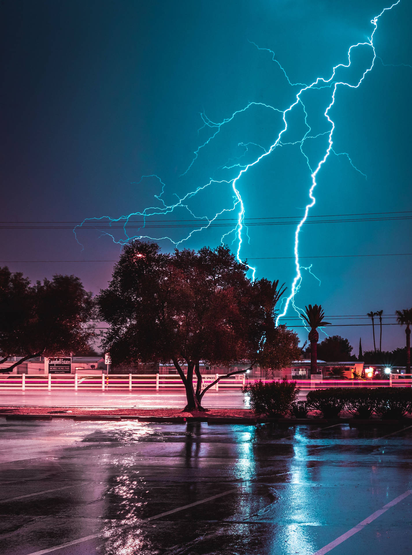 Aesthetic Blue Lightning Mobile Background