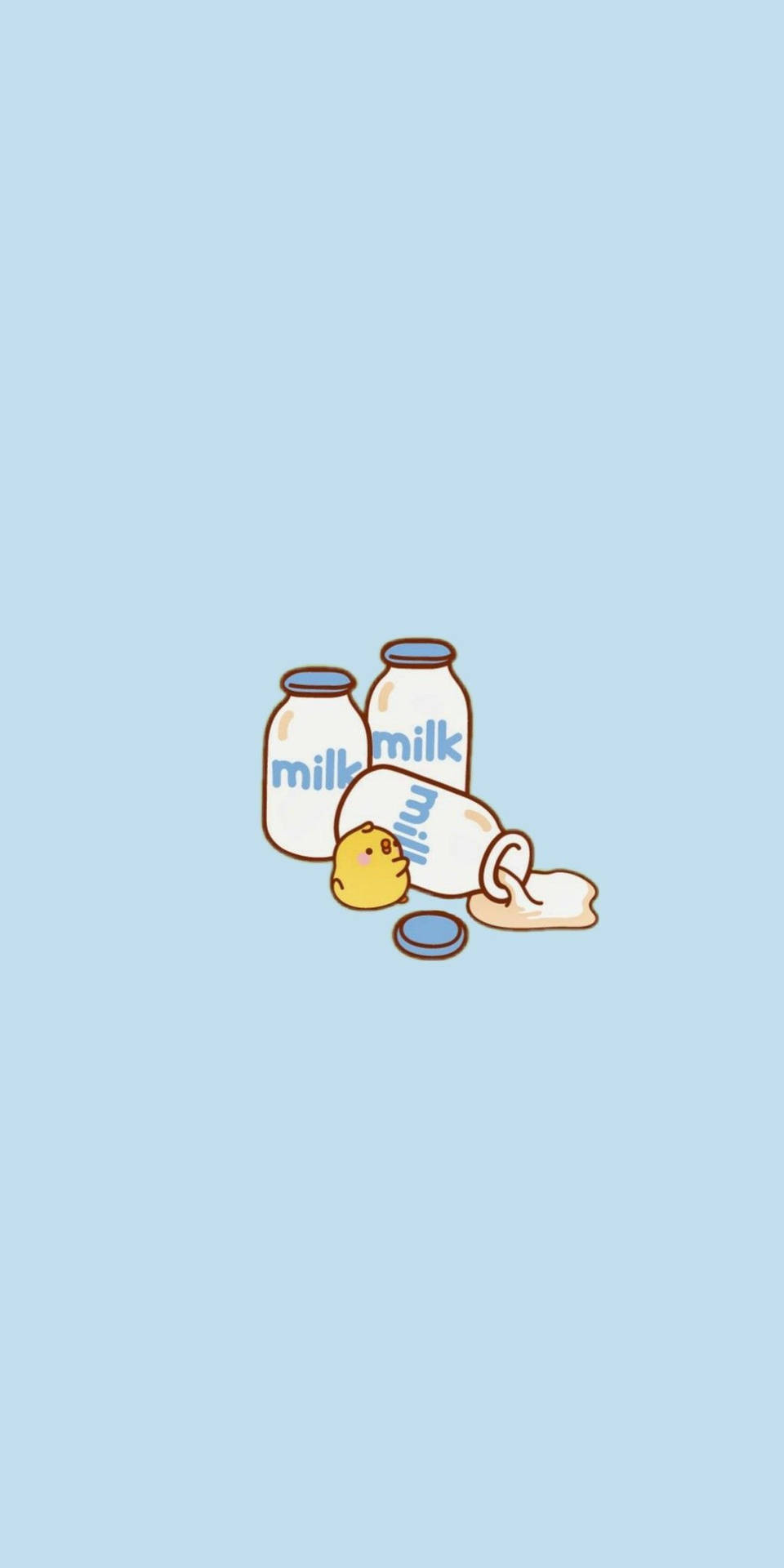 Aesthetic Blue Milk Bottles Minimalist Background