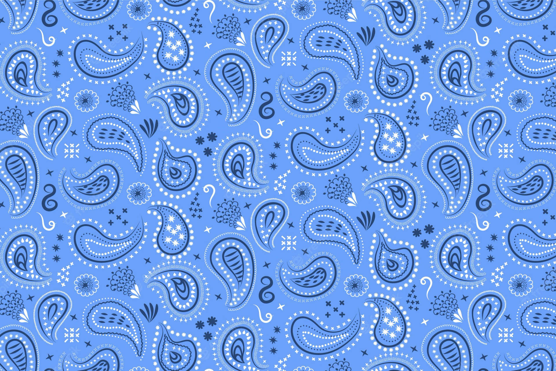 Aesthetic Blue Paisley Print Background