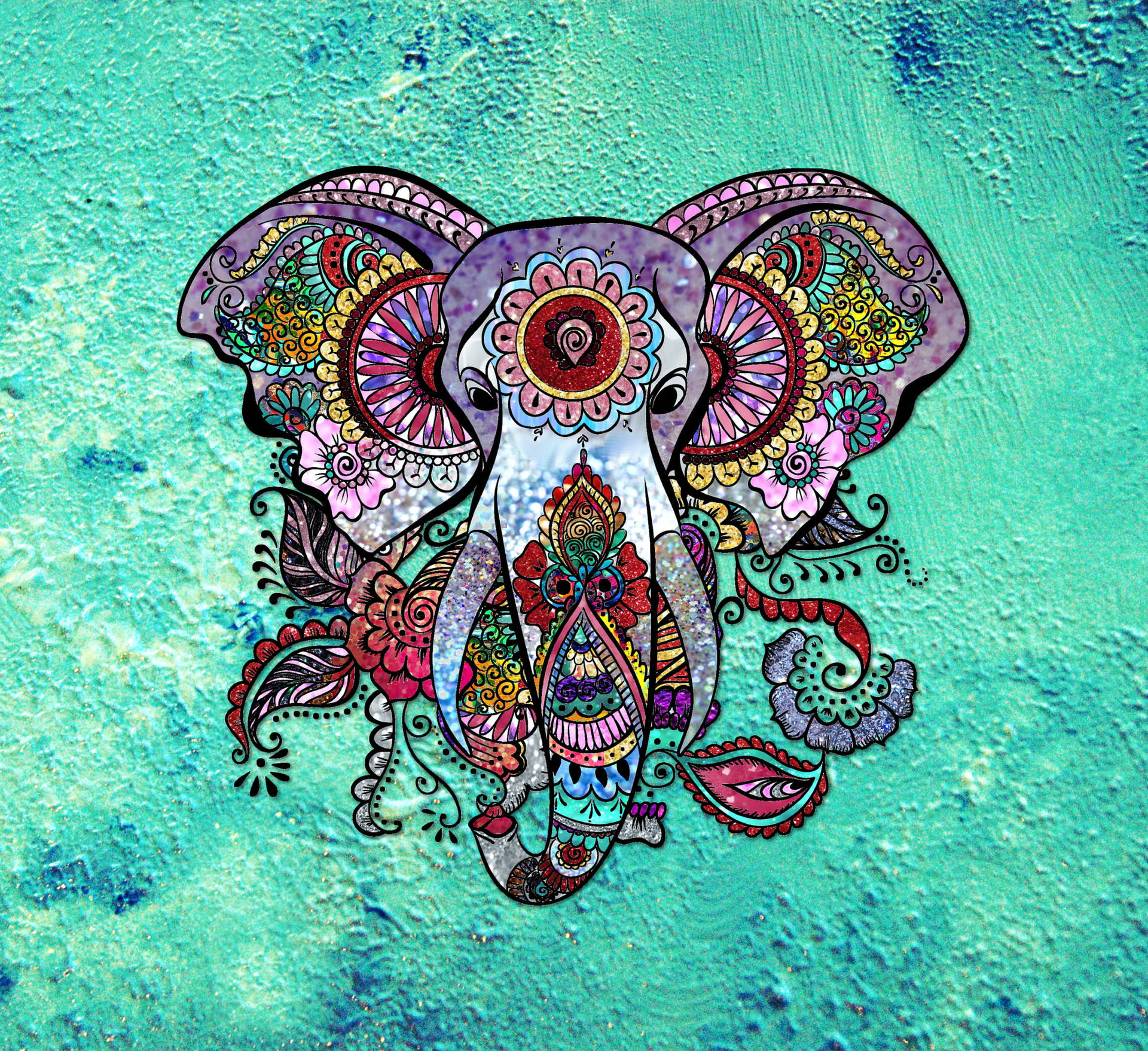 Aesthetic Boho Elephant Mandala Background