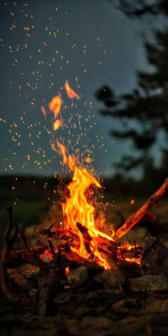 Aesthetic Bonfire Embers Floating Above Background
