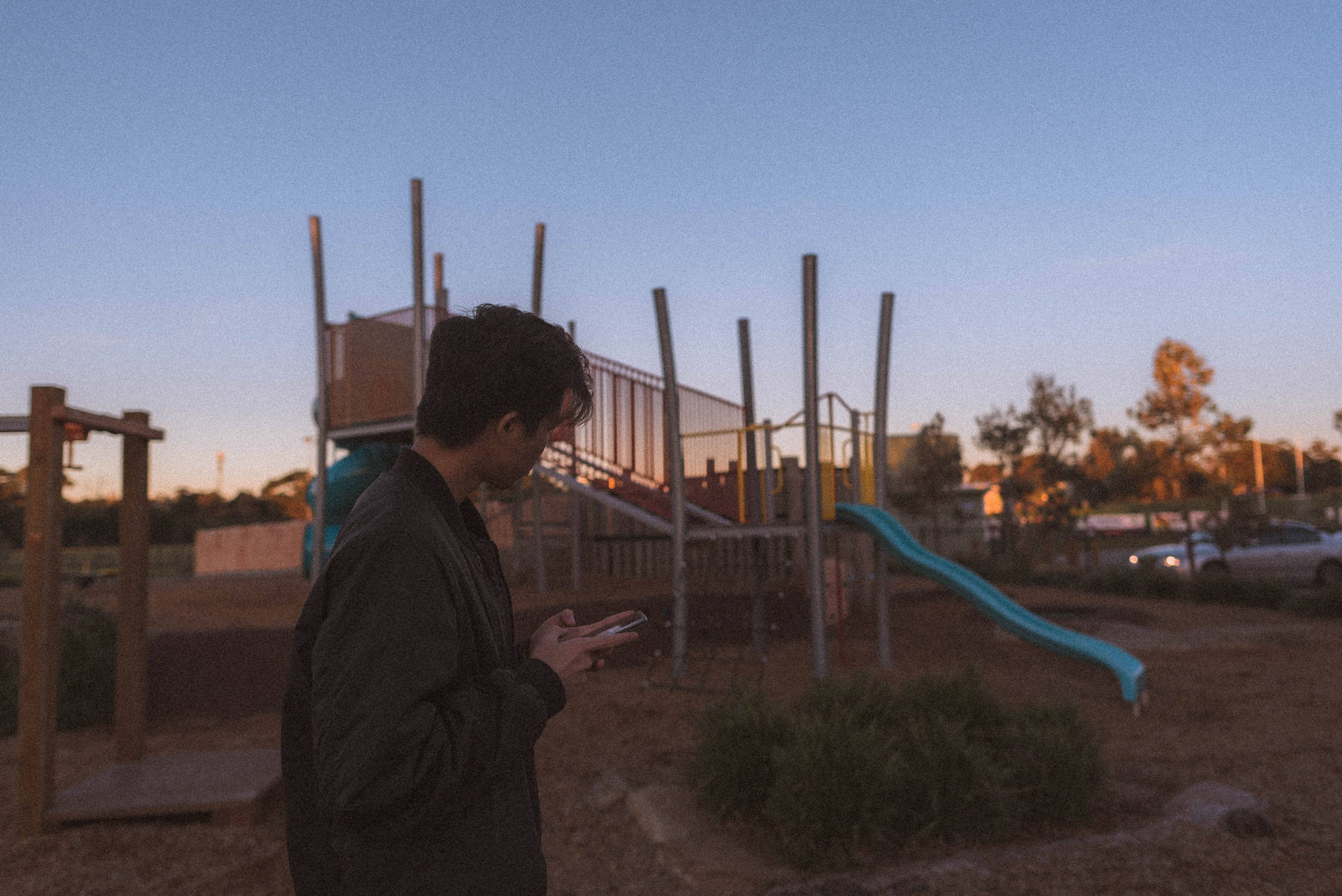 Aesthetic Boy At Playground Background