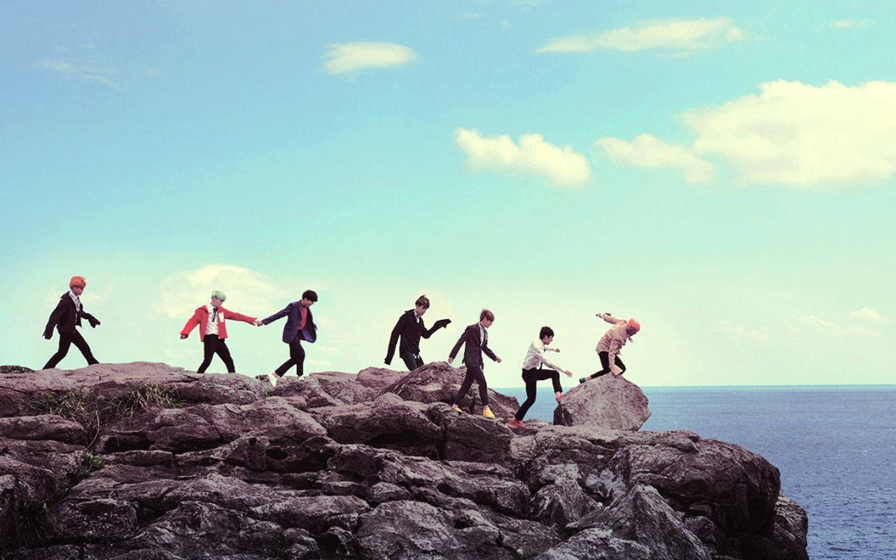 Aesthetic Bts Cliffed Coast Background