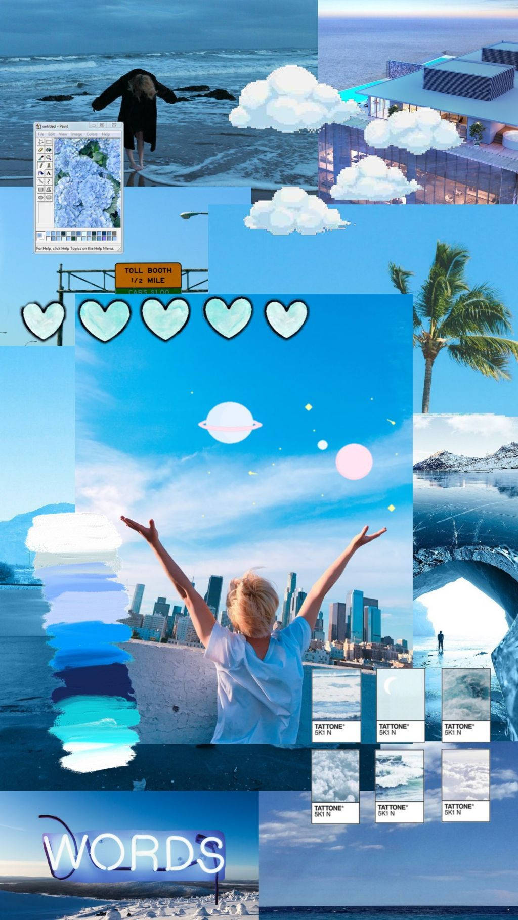 Aesthetic Bts Jimin Blue Collage Background