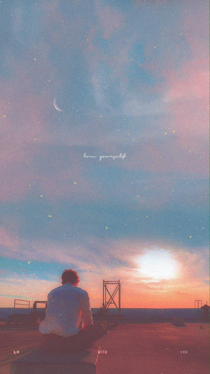 Aesthetic Bts Rm Pink Sunset Background