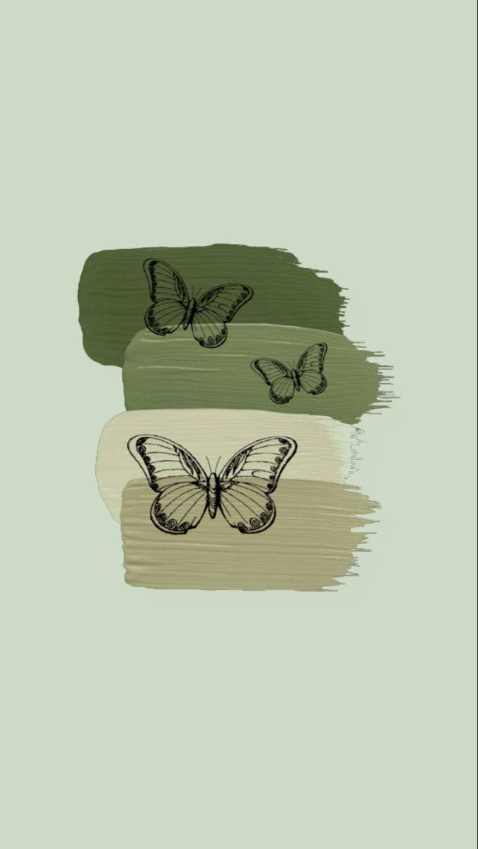 Aesthetic Butterflies Mint Green Iphone Background