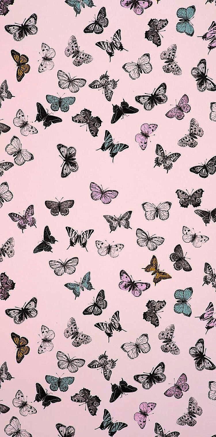 Aesthetic Butterflies Pattern Background