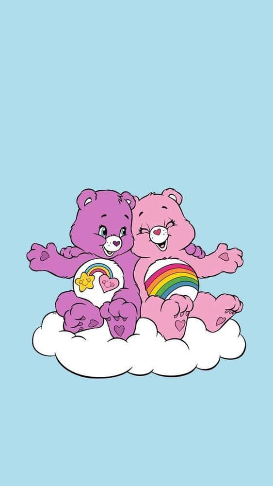 Aesthetic Care Bear Cheer Bear Share Bear On Cloud Background