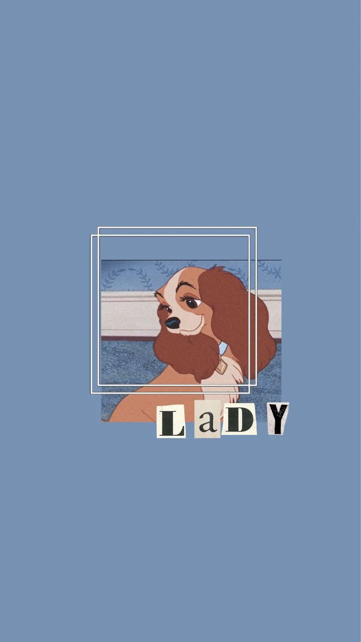 Aesthetic Cartoon Charming Lady Dog Background