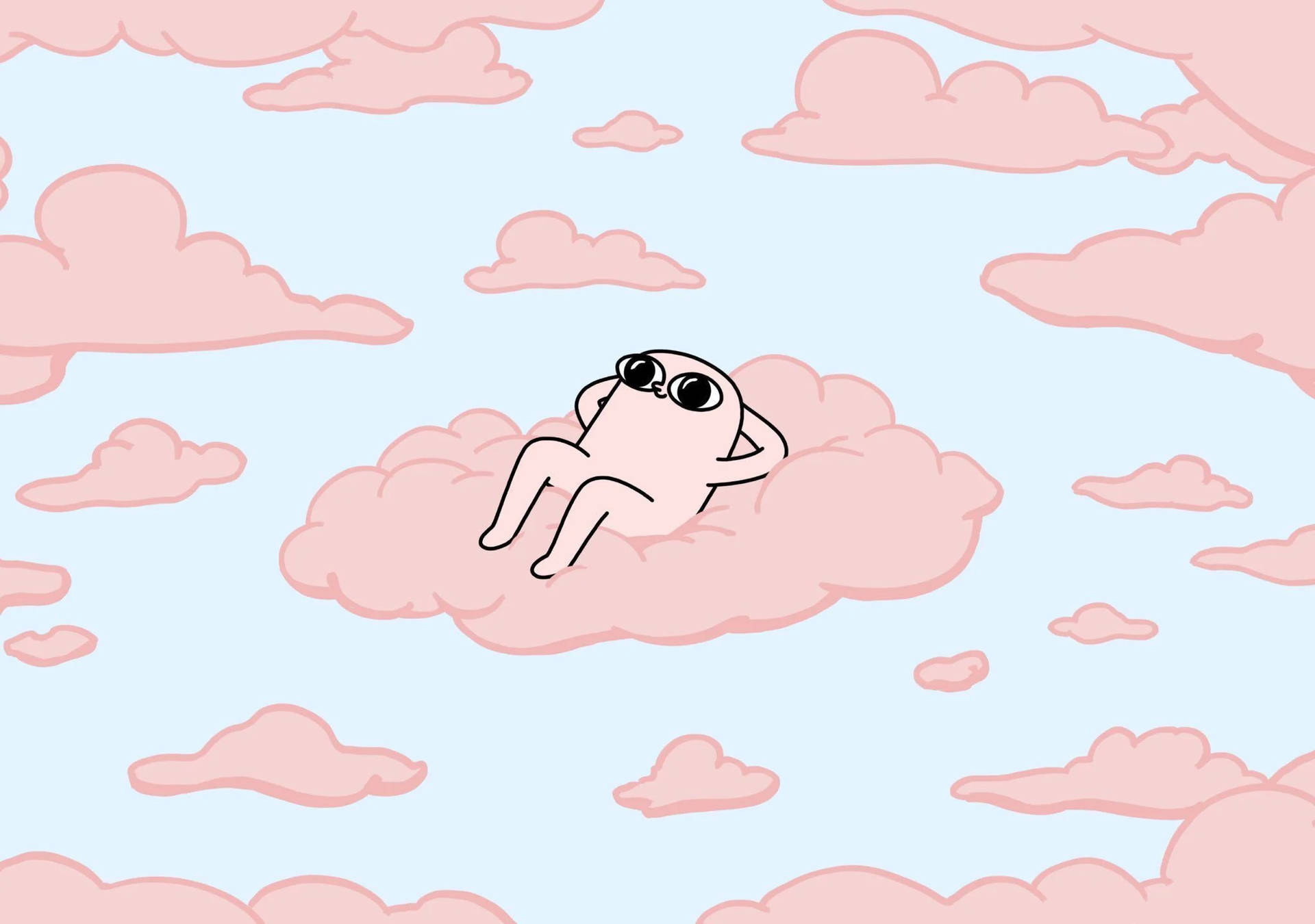 Aesthetic Cartoon Chilling Ketnipz Character In Sky Background