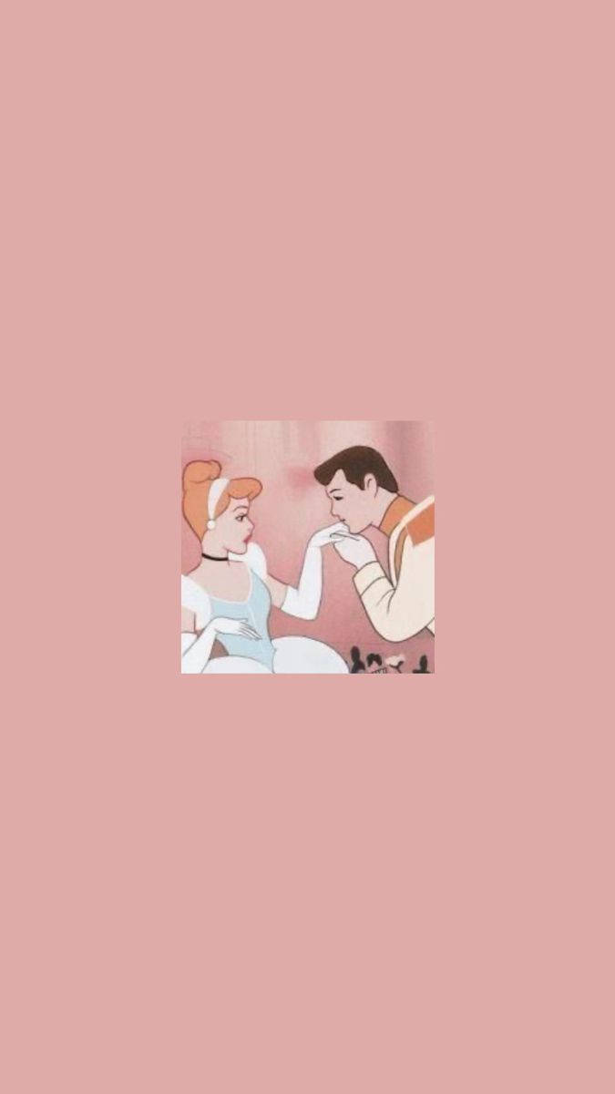 Aesthetic Cartoon Cinderella And Prince Charming Background