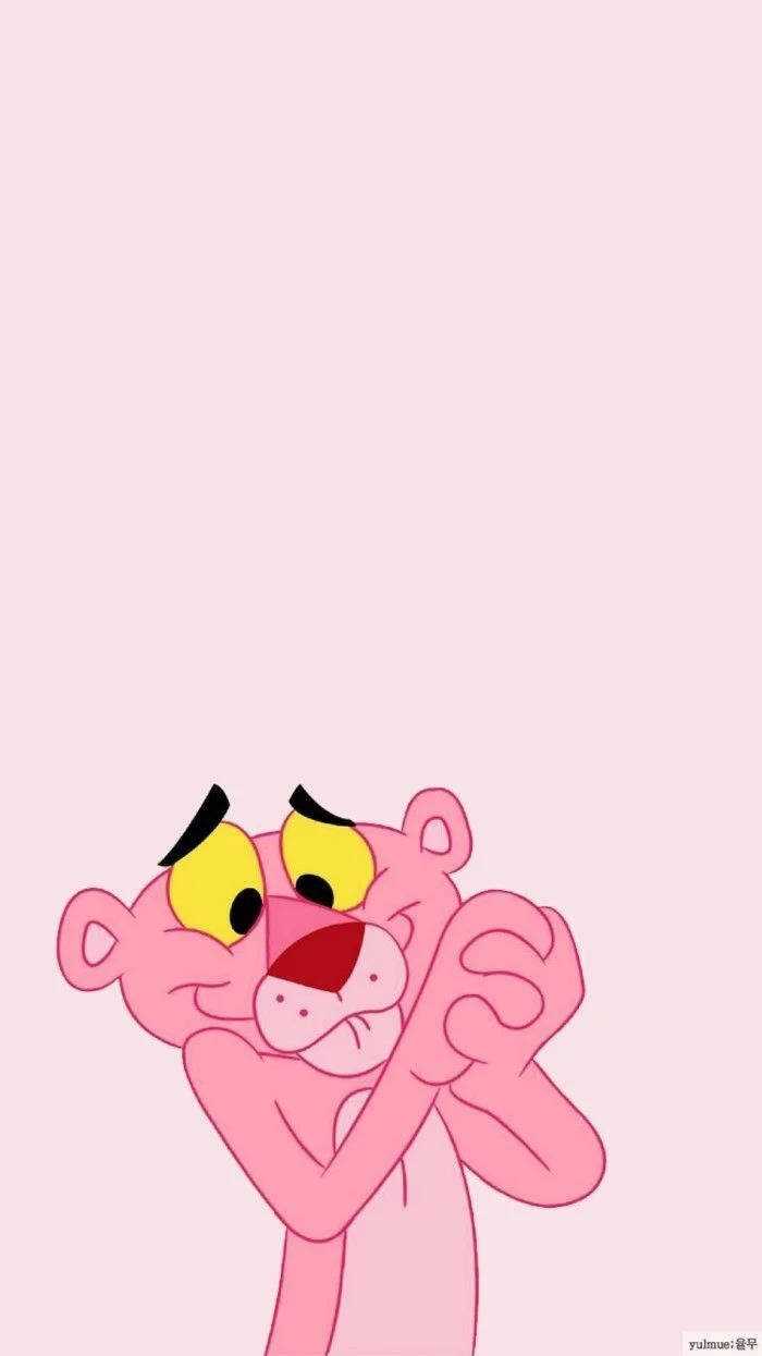 Aesthetic Cartoon Cute Pink Panther Background