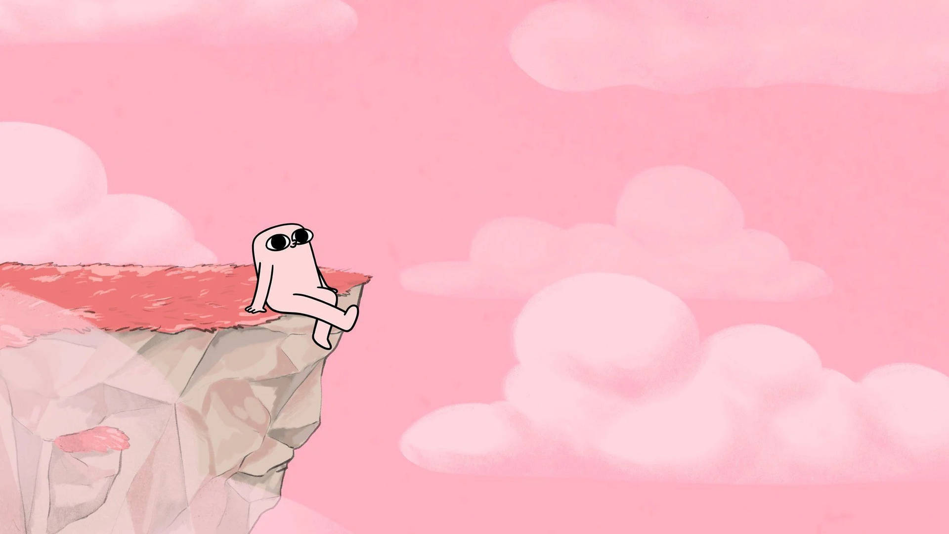 Aesthetic Cartoon Ketnipz Character On Cliff Background