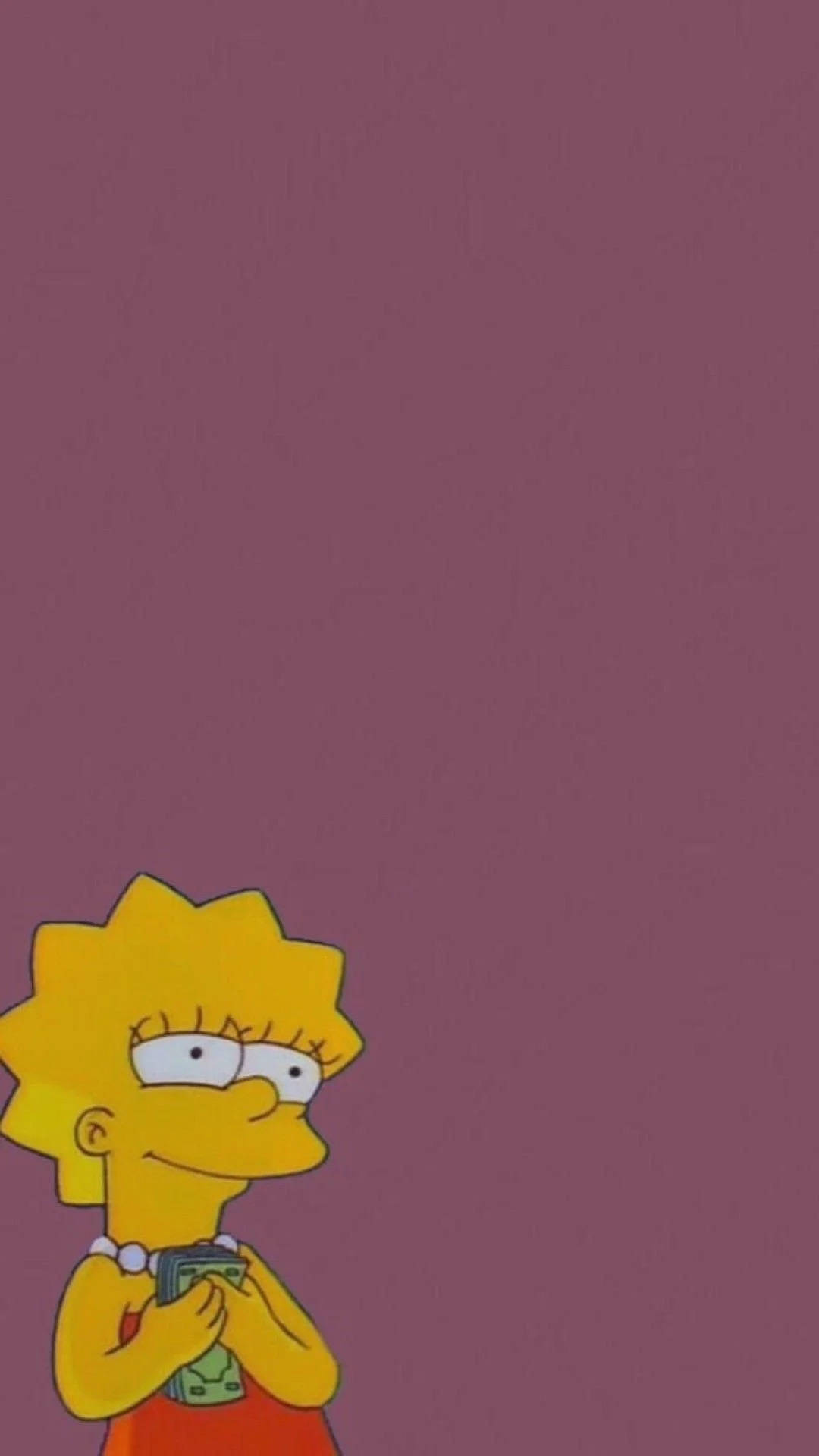 Aesthetic Cartoon Lisa Simpson With Money Background